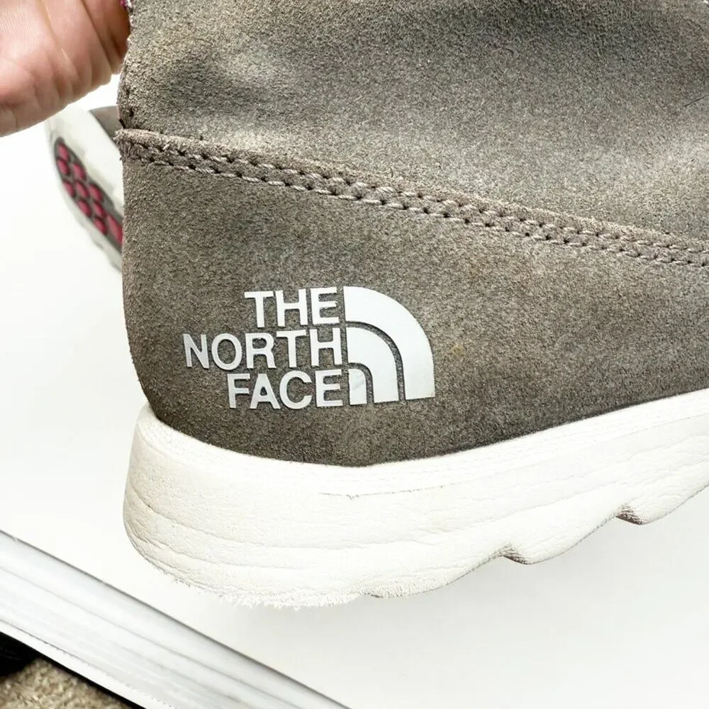 The North Face Gray/Pink Insulated Snow Boots Women's 7 Lace Up Quilted Accents